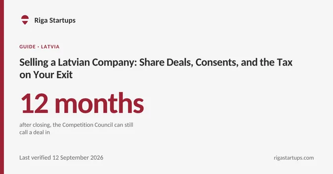 Cover for Selling a Latvian Company: Share Deals, Consents, and the Tax on Your Exit